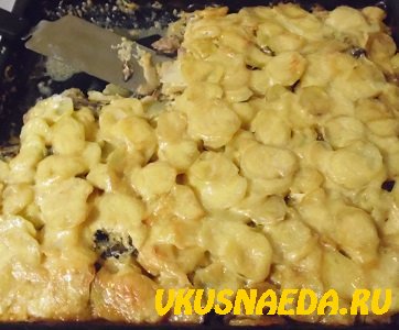 Мясо в духовке по-французски с картошкой и грибами