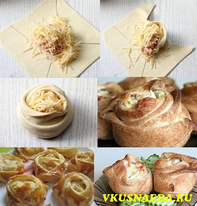 Розочки из слоёного теста